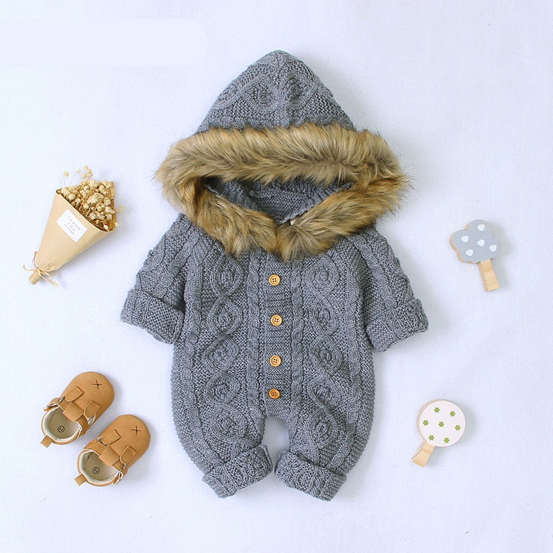 Baby Romper Autumn Winter Knitting Baby Boys Clothes Hooded Newborn Jumpsuit Unisex Baby Clothes For Girls Clothes 0 3 24 Month