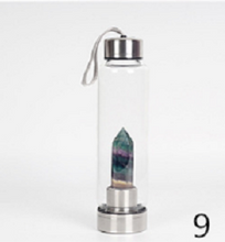 Load image into Gallery viewer, Natural Quartz Gemstone Crystal Glass Elixir Water Bottle - smilybee
