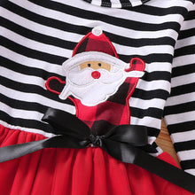 Load image into Gallery viewer, Toddler Girls Christmas Dress Santa Striped Print Tulle Dress+Headband Outfits Toddler Christmas Dress Girls Vestido Infantil
