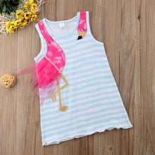Load image into Gallery viewer, Baby Girls Striped Flamingo Summer Dress - smilybee

