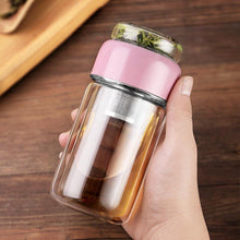 Load image into Gallery viewer, 260ml Glass Water Bottle with tea infuser tea bottle heat-resisting cup - smilybee
