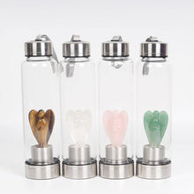 Load image into Gallery viewer, Natural Quartz Gemstone Crystal Glass Elixir Water Bottle - smilybee
