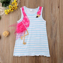 Load image into Gallery viewer, Baby Girls Striped Flamingo Summer Dress - smilybee
