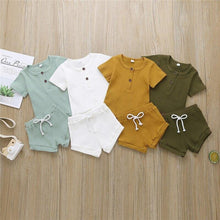 Load image into Gallery viewer, Toddler Summer T-shirts Tops+Shorts Infant Clothing Outfits Sets - smilybee
