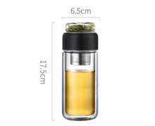 Load image into Gallery viewer, 260ml Glass Water Bottle with tea infuser tea bottle heat-resisting cup - smilybee
