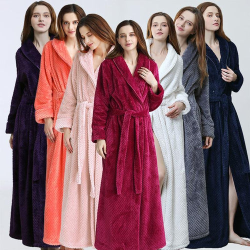 Women Extra Long Soft Warm Bathrobe Dressing Gown - smilybee