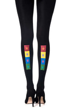 Load image into Gallery viewer, Zohara "United Colors" Black Print Tights
