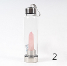 Load image into Gallery viewer, Natural Quartz Gemstone Crystal Glass Elixir Water Bottle - smilybee
