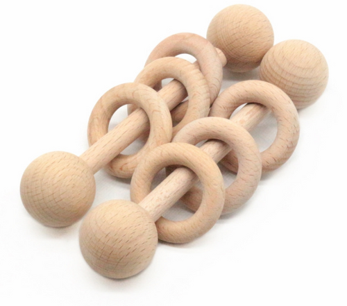 Baby Teething Wooden Ring Teether Chew- BPA Free - smilybee