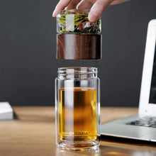 Load image into Gallery viewer, Double Wall Glass Bottle with Tea Water Separation - smilybee
