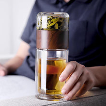 Load image into Gallery viewer, Double Wall Glass Bottle with Tea Water Separation - smilybee
