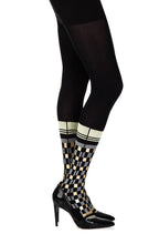 Load image into Gallery viewer, Zohara "Happy Socks" Black Print Tights
