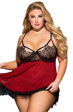 Load image into Gallery viewer, YesX YX958Q Black/Red Babydoll Set
