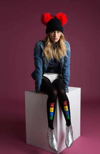 Load image into Gallery viewer, Zohara "United Colors" Black Print Tights
