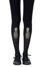 Load image into Gallery viewer, Zohara "If You Like Piña Coladas" Gold Print Tights
