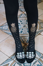 Load image into Gallery viewer, Zohara "If You Like Piña Coladas" Gold Print Tights
