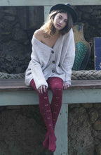 Load image into Gallery viewer, Zohara "Daydreaming" Burgundy Print Tights
