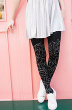 Load image into Gallery viewer, Zohara "Cat Lady" Light Grey Print Tights
