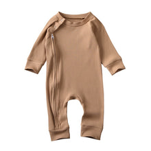 Load image into Gallery viewer, Baby Long Sleeve Zipper Buttons Round Neck Romper
