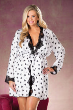 Load image into Gallery viewer, Shirley of Hollywood X25799 Heart Print &amp; Lace Robe
