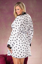 Load image into Gallery viewer, Shirley of Hollywood X25799 Heart Print &amp; Lace Robe
