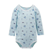 Load image into Gallery viewer, Baby Light Blue Dog Patterned Cute Pretty Long Sleeve Vest Bodysuit Romper
