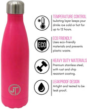 Load image into Gallery viewer, JTL Fitness Stainless Steel Water Bottle 500ml Vacuum Insulated Flask for Hot or Cold Metal Watertight Seal Pink
