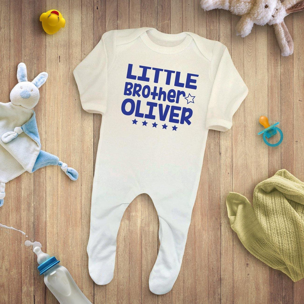 Personalised Little Brother Baby Romper Sleepsuit - smilybee