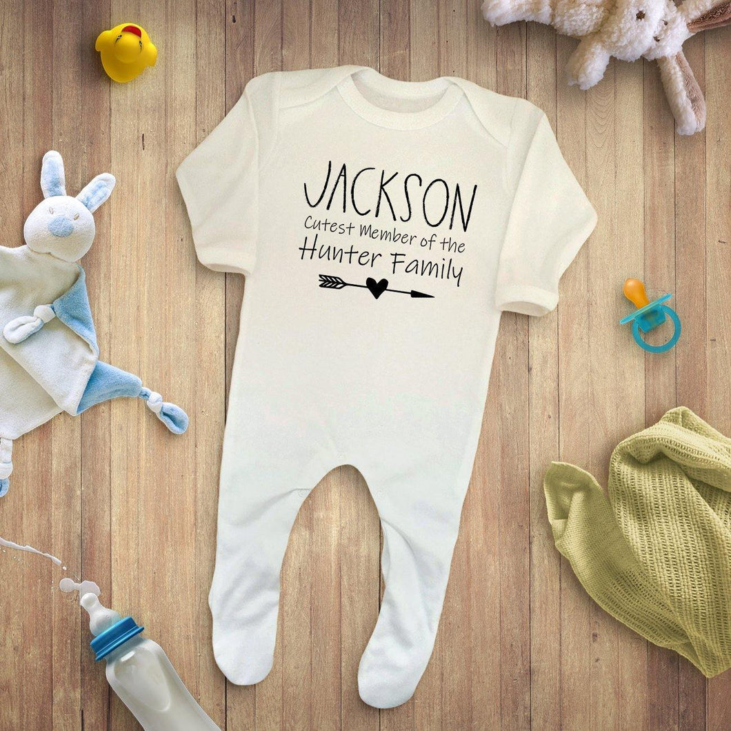 Personalised Cutest Member of Family Baby Romper Sleepsuit - smilybee