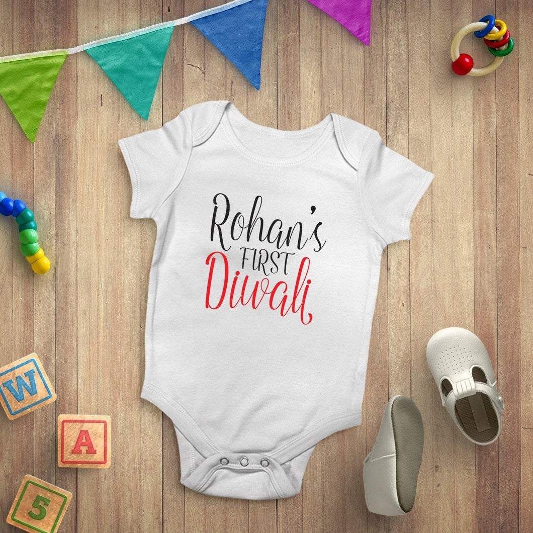 Personalised First Diwali Baby Vest Bodysuit - smilybee