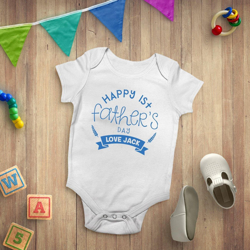 Personalised Happy 1st Father's Day Baby Vest Bodysuit - smilybee