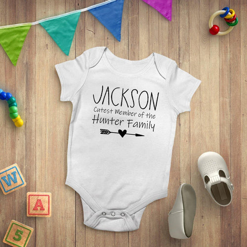 Personalised Cutest Member of Family Baby Vest Bodysuit - smilybee